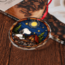 Camping Snoopy Stained Glass Ornament