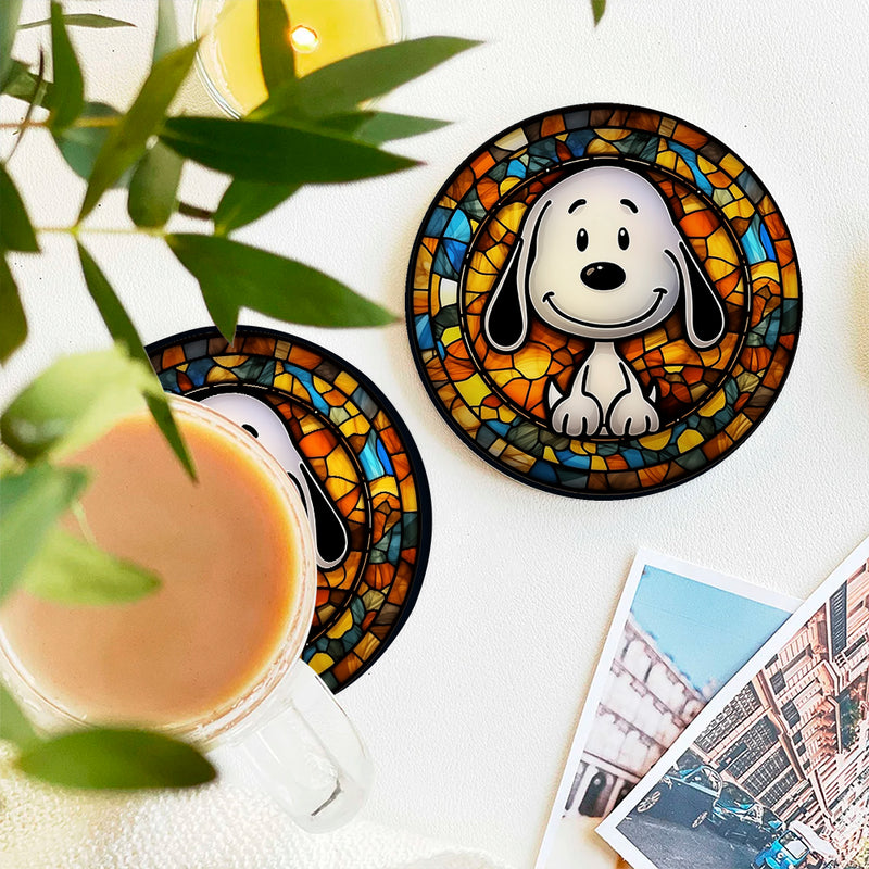 Snoopy Stained Glass Drink Coasters