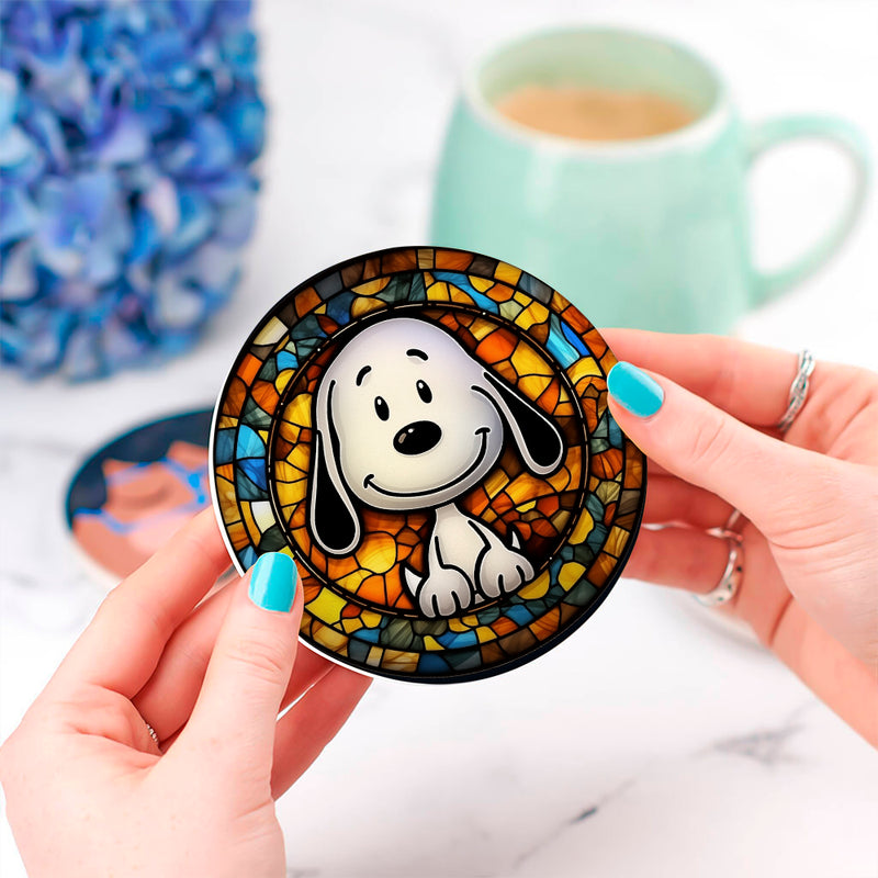 Snoopy Stained Glass Drink Coasters