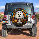 Cute Snoopy Stained Glass Car Spare Tire Cover