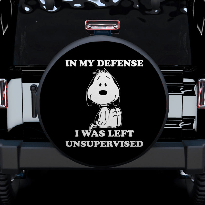 Snoopy In My Defense I Was Left Unsupervised Car Spare Tire Covers Gift For Campers