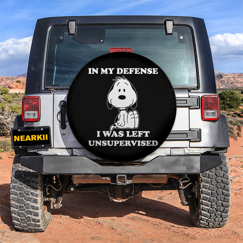 Snoopy In My Defense I Was Left Unsupervised Car Spare Tire Covers Gift For Campers