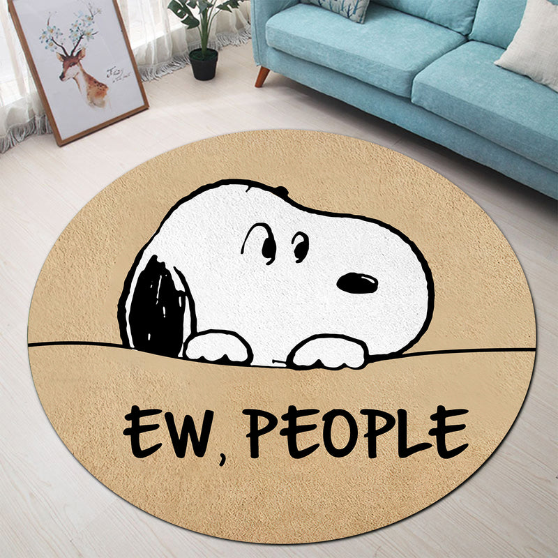 Snoopy Eww People Round Carpet Rug Bedroom Livingroom Home Decor