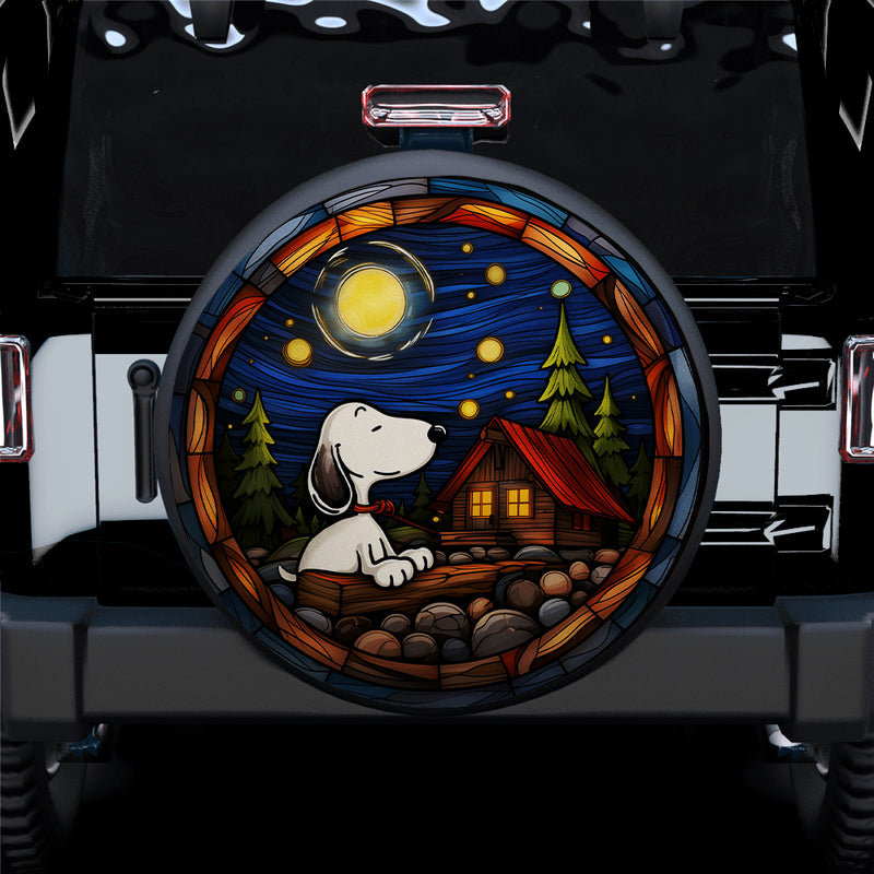 Snoopy Night Chill Jeep Car Spare Tire Covers Gift For Campers