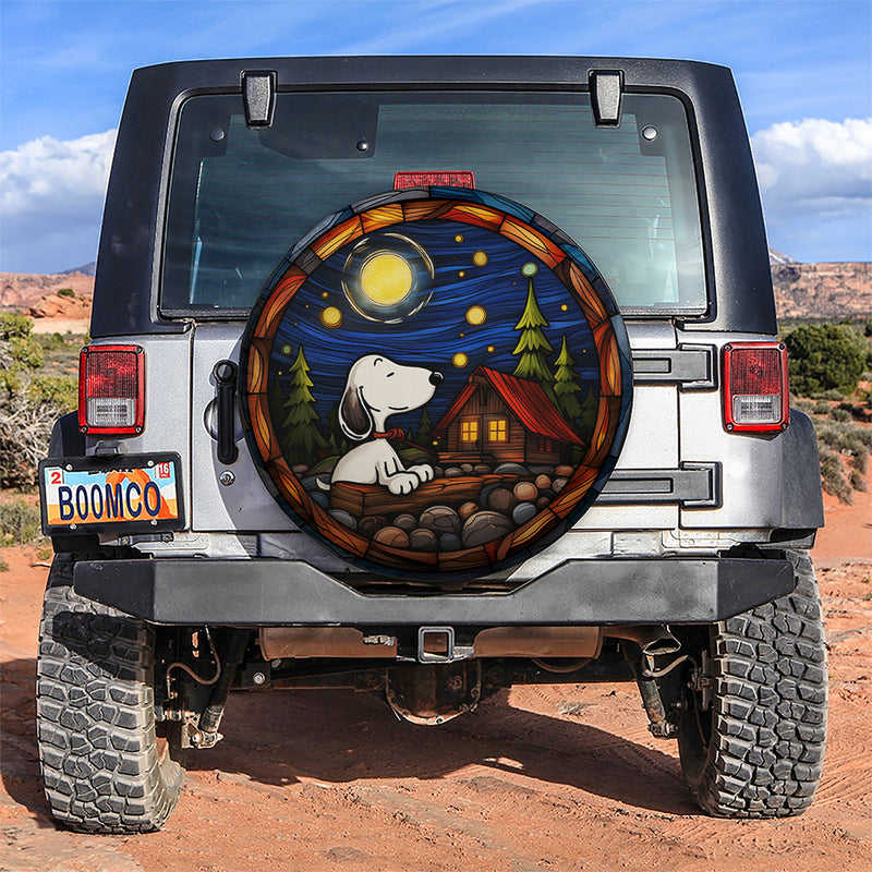 Snoopy Night Chill Jeep Car Spare Tire Covers Gift For Campers