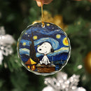 Snoopy Starry Night Glass Ornament