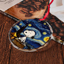 Snoopy Starry Night Glass Ornament