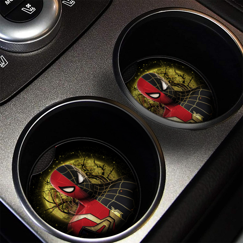 SpiderMan Black Suit No Way Home Moonlight Halloween Car Coasters Auto Cup Holder