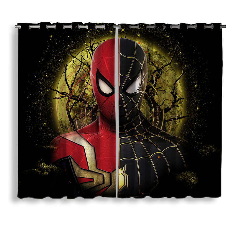 Spiderman Black Suit No Way Home Moonlight Window Curtain