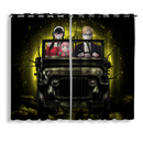Spy X Family Yor And Anya Ride Jeep Moonlight Halloween Funny Window Curtain