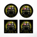 Spy X Family Yor And Anya Ride Jeep Moonlight Halloween Funny Anime Ceramic Drink Coasters