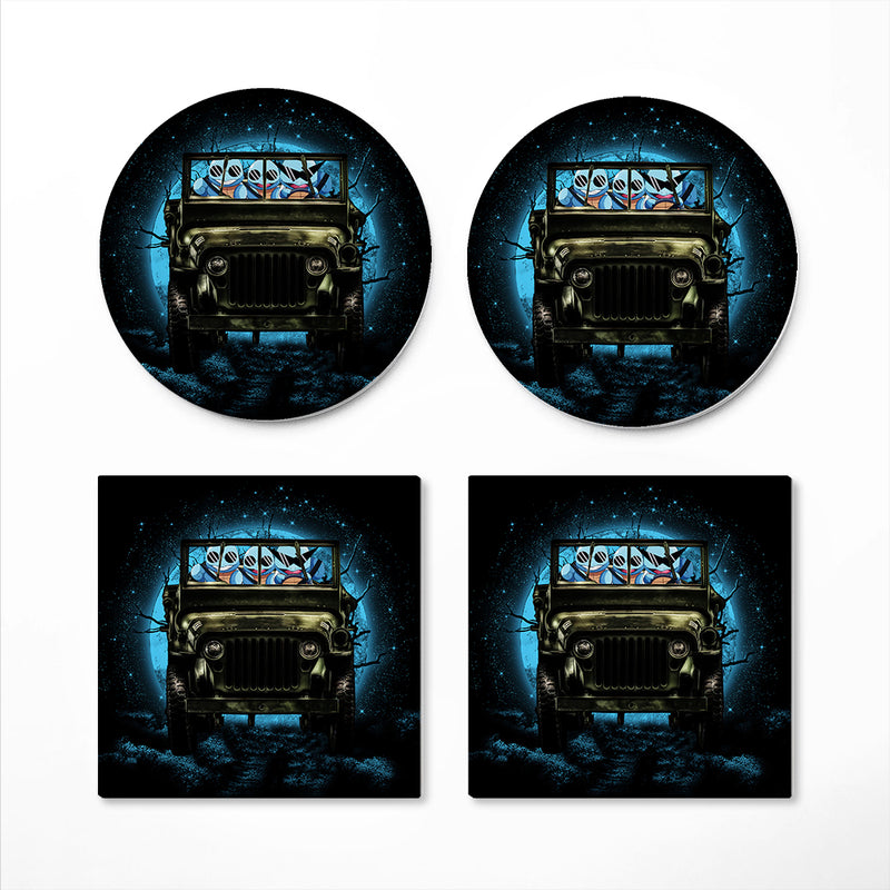 Squirtle Gangster Pokemon Halloween Moonlight Ceramic Drink Coasters