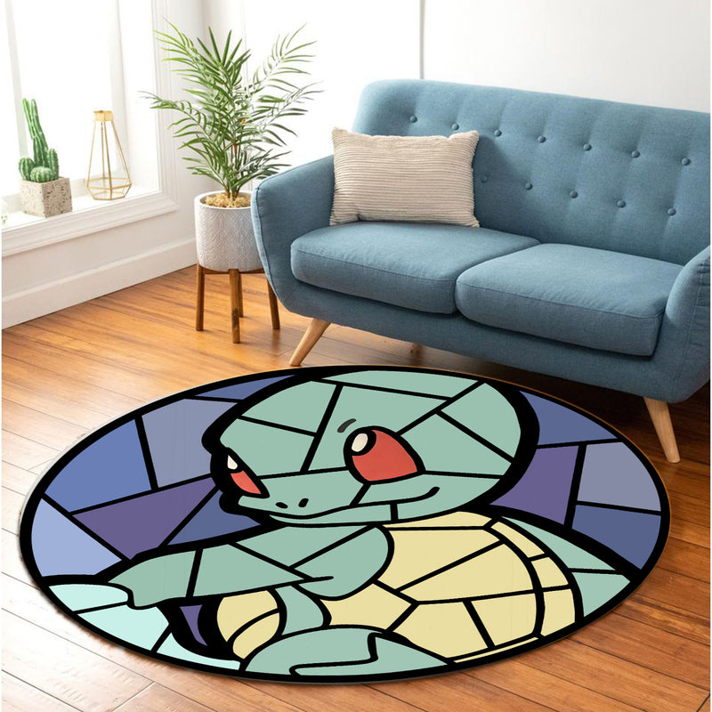 Squirtle Stained Glass Round Rug