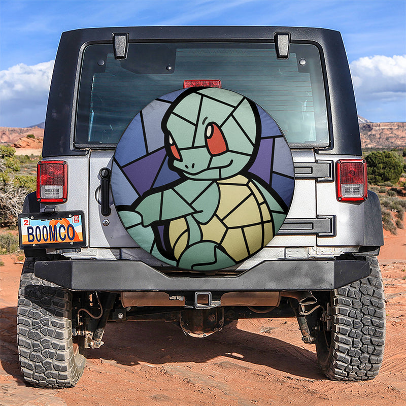 Squirtle Stained Glass Pokemon Car Spare Tire Covers Gift For Campers