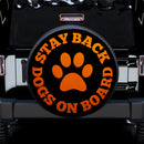 Stay Back Dogs On Board Orange Car Spare Tire Cover
