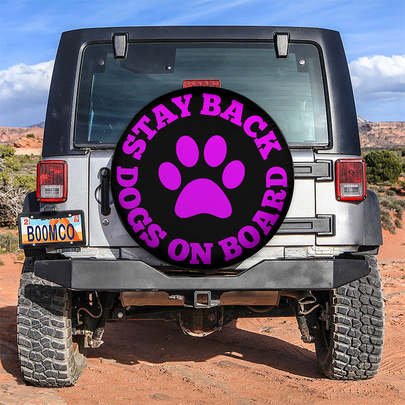 Stay Back Dogs On Board Pink Car Spare Tire Covers Gift For Campers