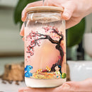 Lilo Stitch Cherry Blossom Japan Style Glass Can