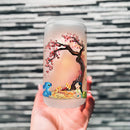 Lilo Stitch Cherry Blossom Japan Style Glass Can