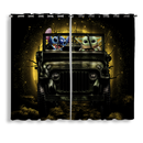 Stitch And Baby Yoda Ride Jeep Moonlight Halloween Funny Window Curtain