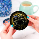 Stitch And Baby Yoda Ride Jeep Moonlight Halloween Funny Ceramic Drink Coasters