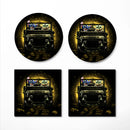 Stitch And Baby Yoda Ride Jeep Moonlight Halloween Funny Ceramic Drink Coasters