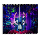Stitch Yoga Love You To The Moon Galaxy Window Curtain