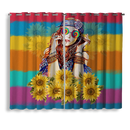 Sunflower Hippie Girl Window Curtain