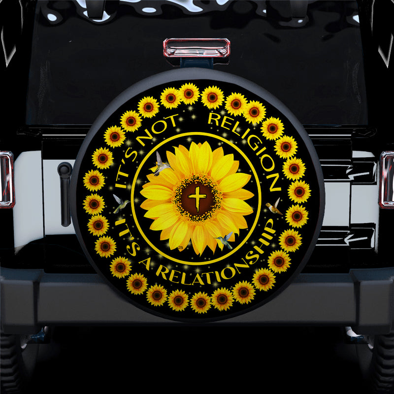 Sunflower Cross Christ Car Spare Tire Cover