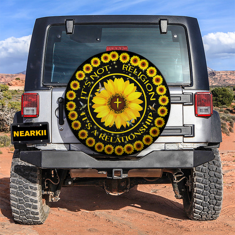 Sunflower Cross Christ Car Spare Tire Cover