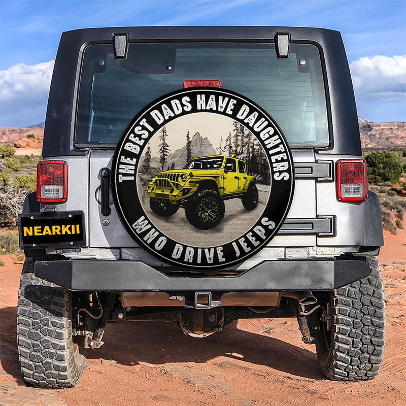 Yellow The Best Dad Jeep Car Spare Tire Covers Gift For Campers