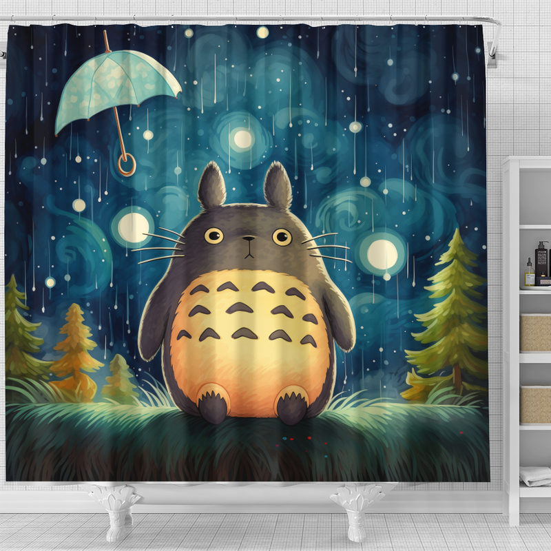 Totoro Starry Night Shower Curtain