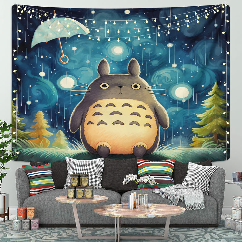 Totoro Starry Night Tapestry Room Decor