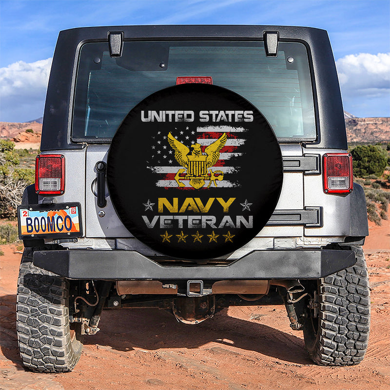 Us Navy Veteran American Flag Car Spare Tire Covers Gift For Campers