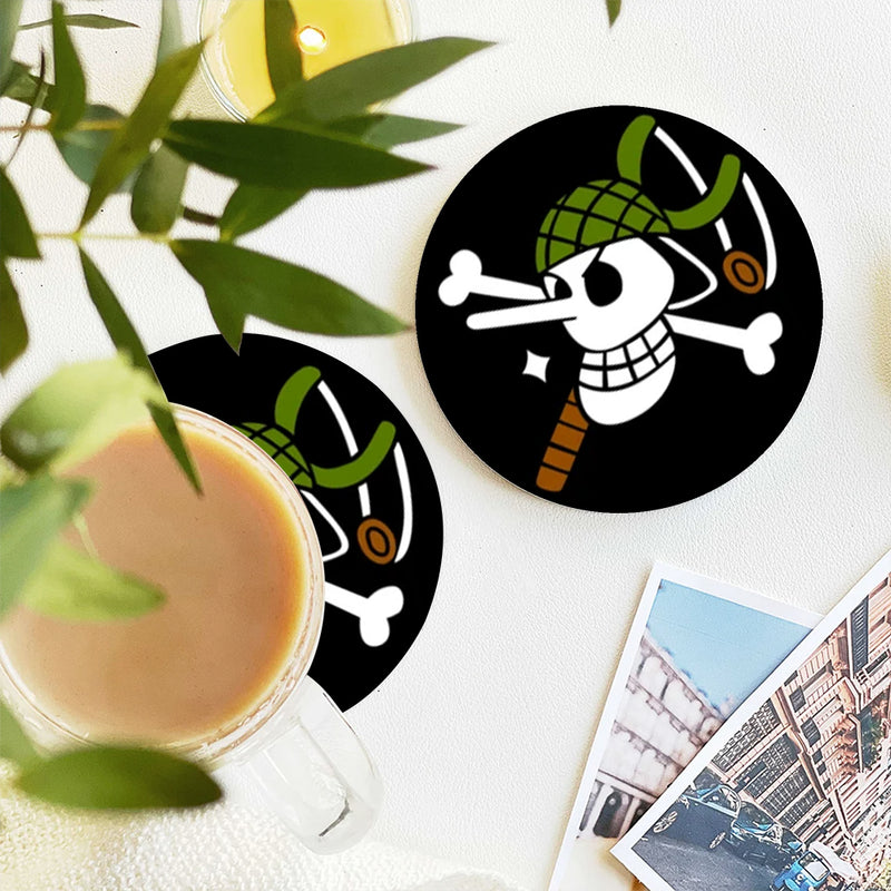 Usopp One Piece Icon Skull Ceramic Drink Coasters