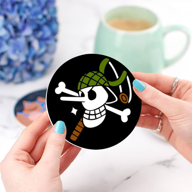 Usopp One Piece Icon Skull Ceramic Drink Coasters