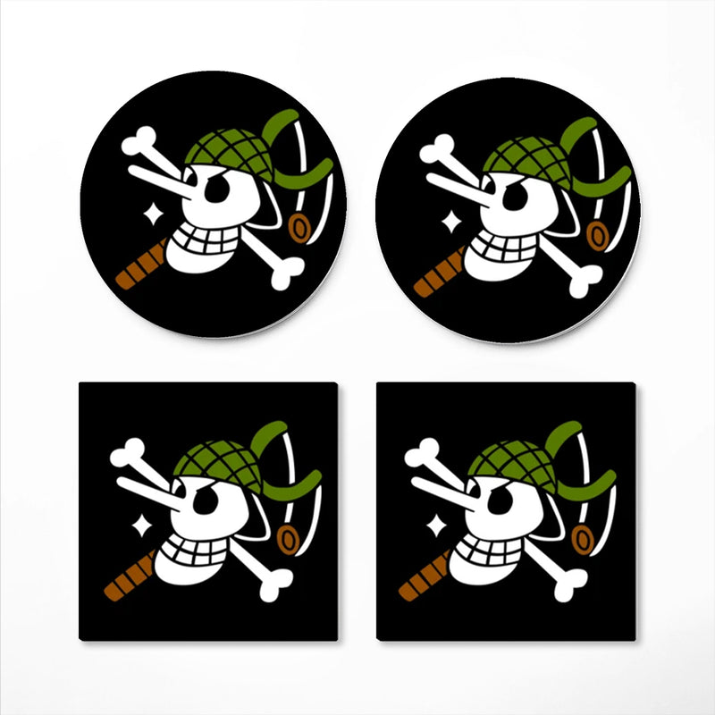 Usopp One Piece Icon Skull Ceramic Drink Coasters