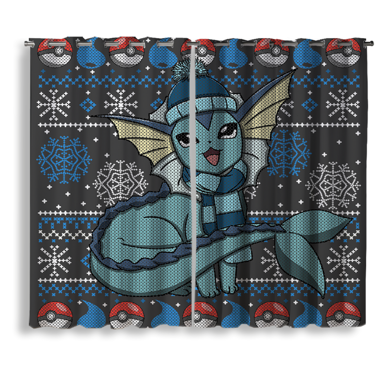 Pokemon Vaporeon Eevee Evolution Christmas Window Curtain