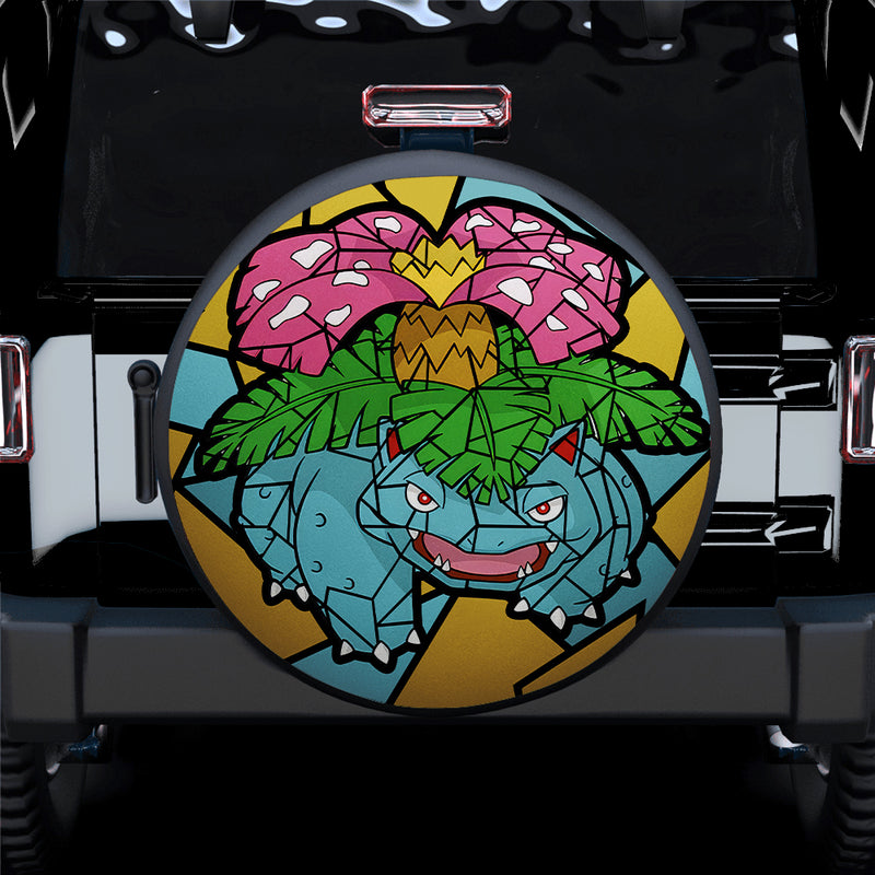 Venusaur Pokemon Stained Glass Car Spare Tire Covers Gift For Campers