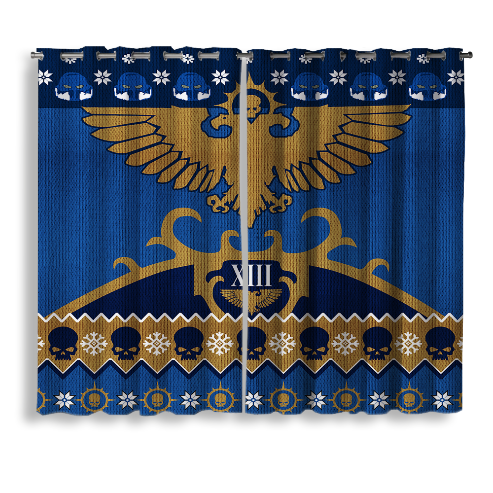 Warhammer 40k Blue Christmas Window Curtain
