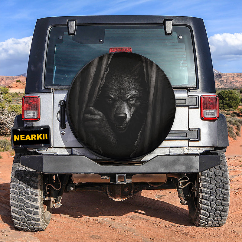 Werewolf Peeking Car Spare Tire Cover