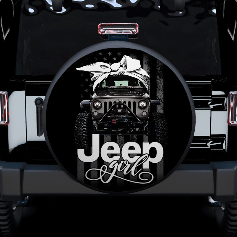White Jeep Girl Car Spare Tire Covers Gift For Campers