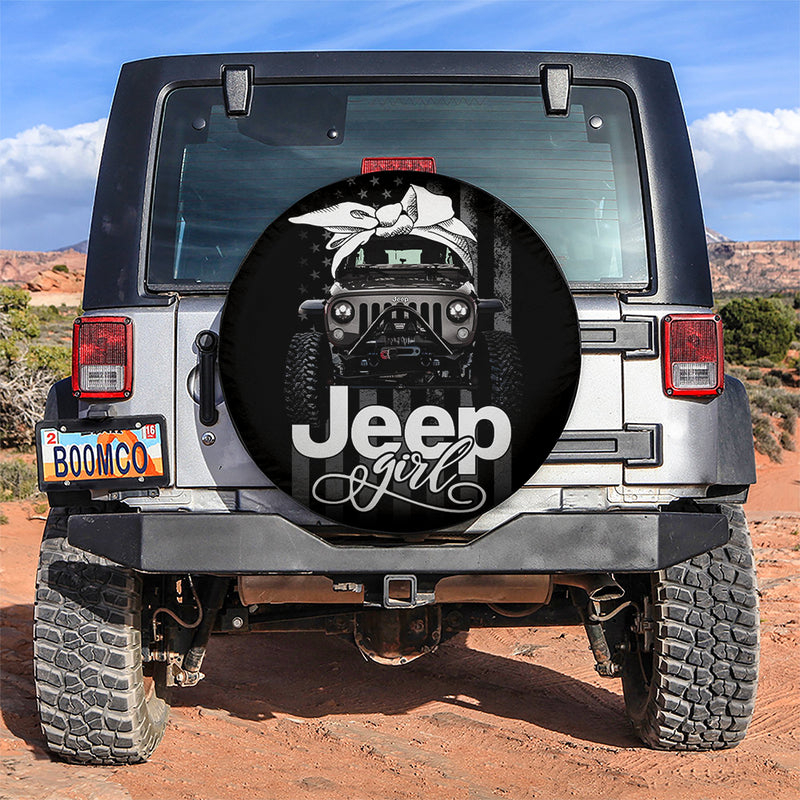 White Jeep Girl Car Spare Tire Covers Gift For Campers
