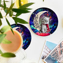 White Kitten Love You To The Moon Galaxy Ceramic Drink Coasters