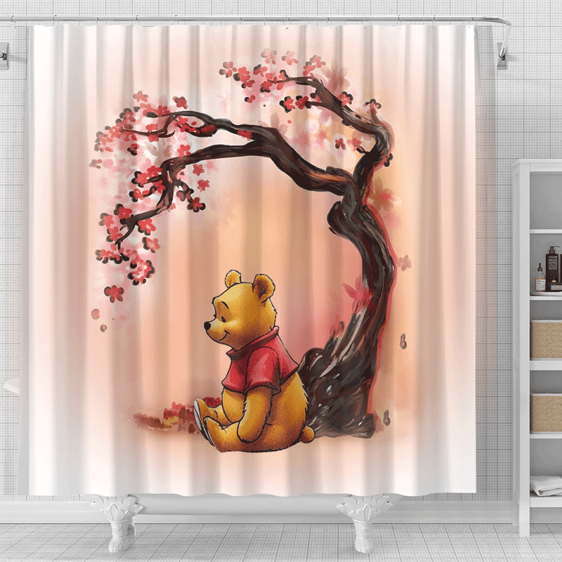 Winnie The Pooh Cherry Blossom Japan Shower Curtain