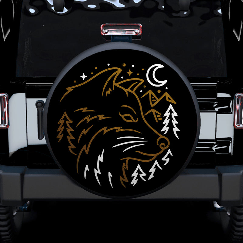 Wolf Mountains Night Jeep Car Spare Tire Covers Gift For Campers