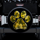 Yellow Paw Print Hawaiian Hibiscus Car Spare Tire Cover