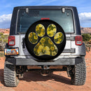 Yellow Paw Print Hawaiian Hibiscus Car Spare Tire Cover