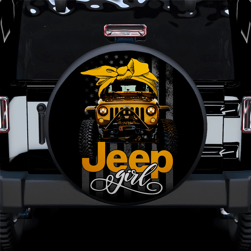 Gold Yellow Jeep Girl Car Spare Tire Covers Gift For Campers
