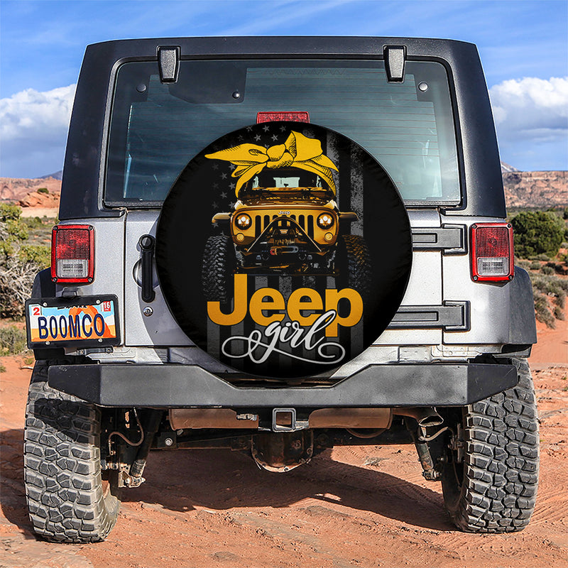 Gold Yellow Jeep Girl Car Spare Tire Covers Gift For Campers