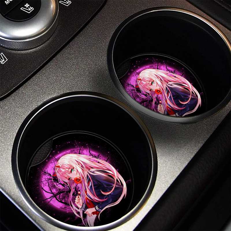 Zero Two Moonlight Halloween Car Coasters Auto Cup Holder